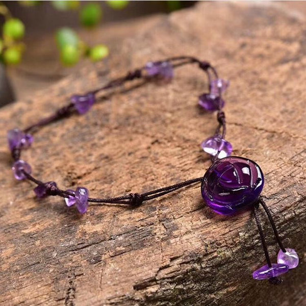 Natural Crystal Rose Flower Anklet