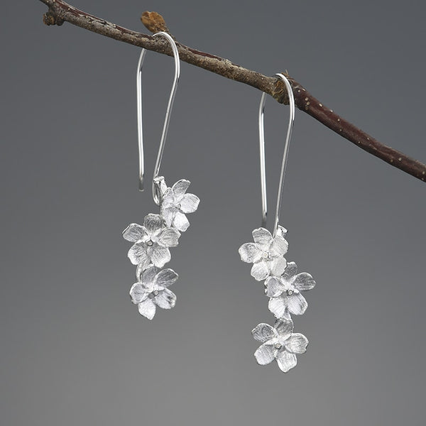 Wedding Fresh Elegant Forget-me-not Flower Dangle Earrings