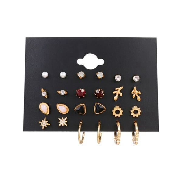 12 Pairs/Set Women's Earrings Pearl Earrings