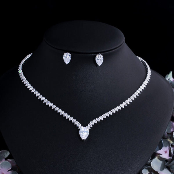 Zircons Shiny Cubic Zirconia Evening Party Dress Jewelry Set