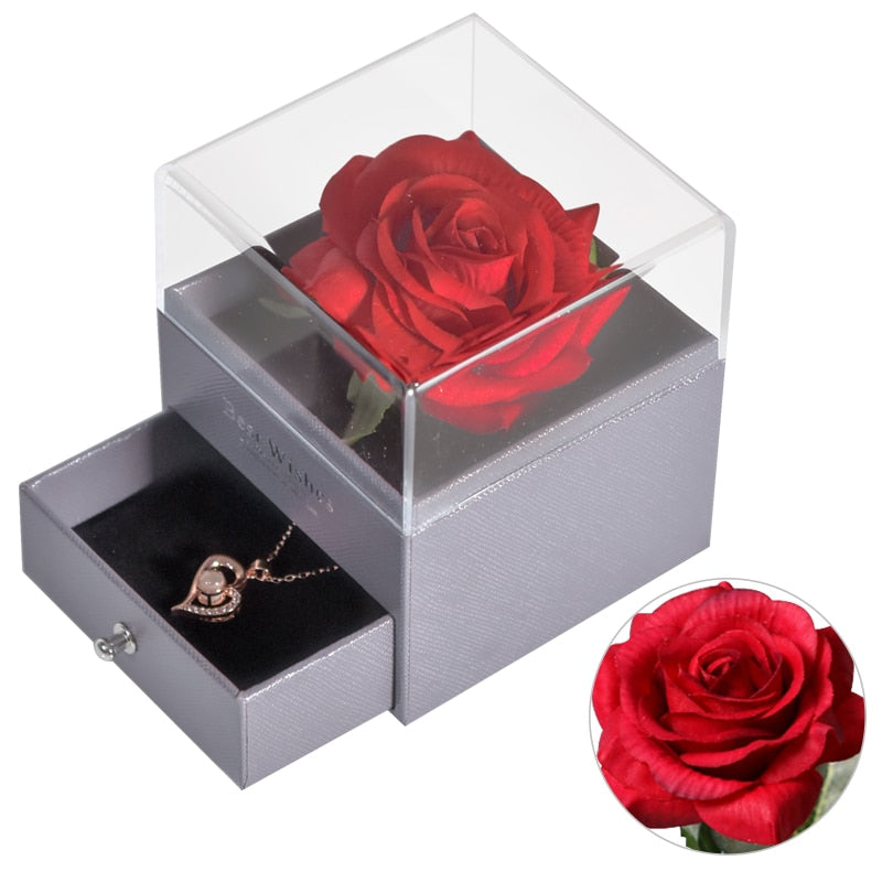 Acrylic Box Preserved Rose Eternal Roses Forever Flower Jewelry Box