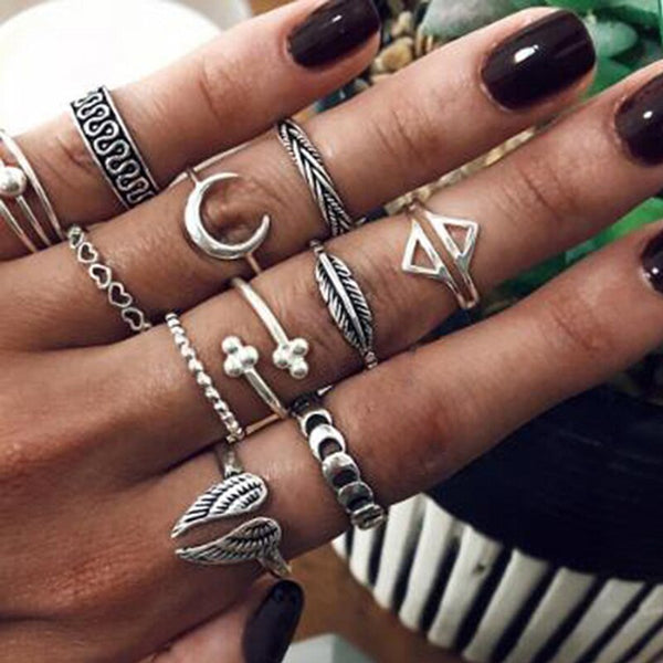 12pcs/sets Bohemian Moon Joint Ring