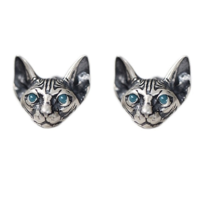 Gothic Horned Demon Baby Face Stud Earrings