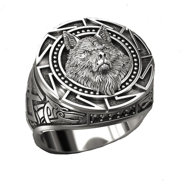 Wolf Totem Ring Steel Nordic Wolf Nordic Ring Men's