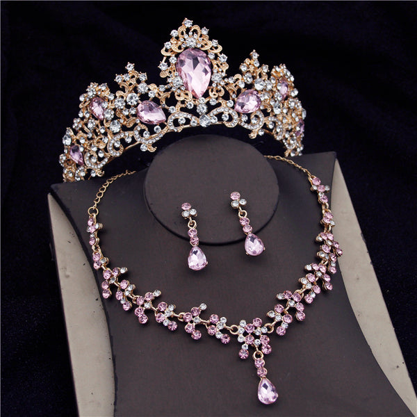 Tiaras Wedding Necklace Set Crown Earrings Bridal Necklace Sets