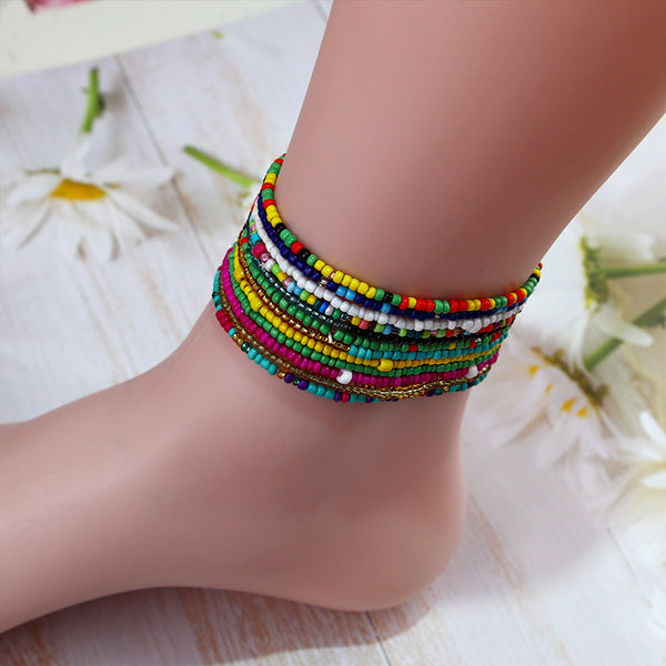 Color Rice Beads Ankle Bracelet