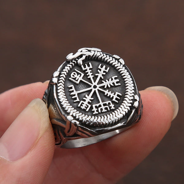 Vintage Viking Compass Helm of Awe Ring