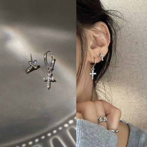 Asymmetric Cross Stud Earrings for Women