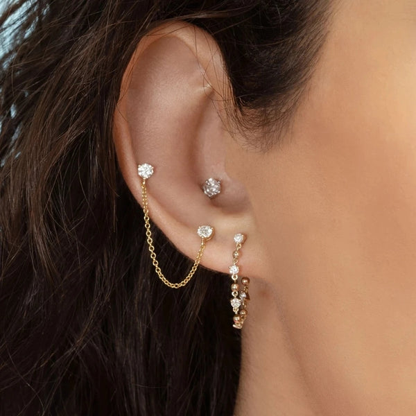 Ear Piercing Double Stud Earrings