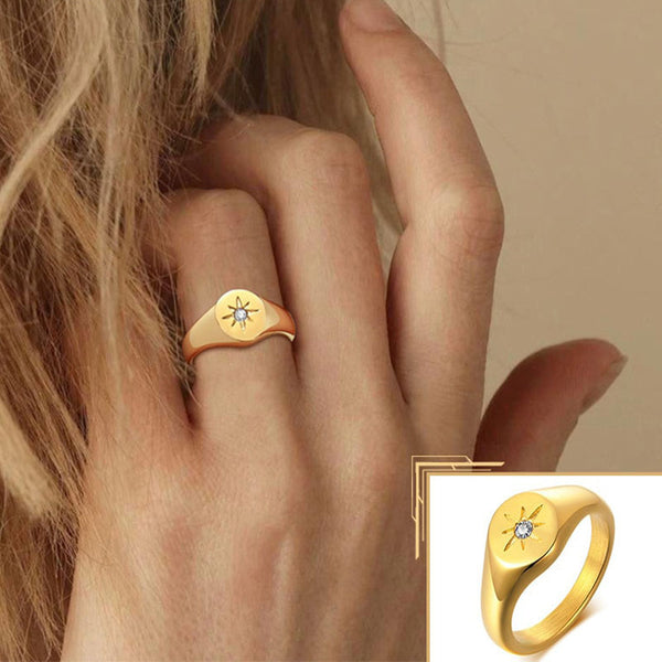 Vnox Star Stamp Ring for Women