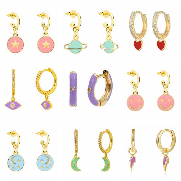 Colorful Enamel Stud Earrings for Women