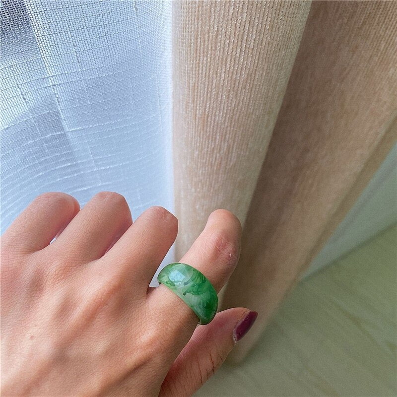 Chic Geometric Transparent Resin Rings For Women