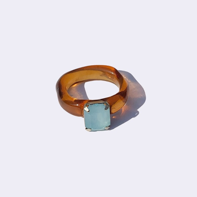 Chic Geometric Transparent Resin Rings For Women