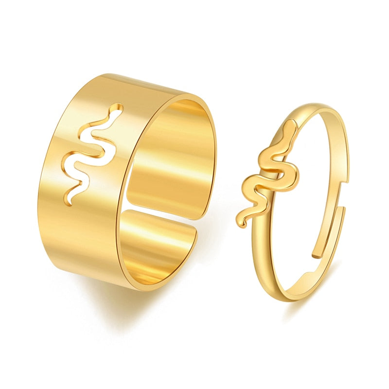 2PCS Adjustable Opening Couple Rings Set