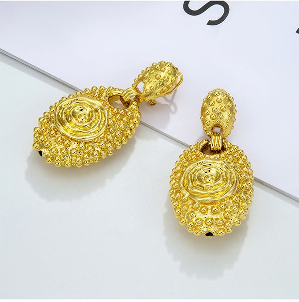 24K Gold Plated Exquisite African Metal Earrings