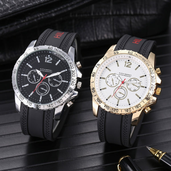 Popular Big Dial Male Watch Silicone Band Quartz Wristwatches