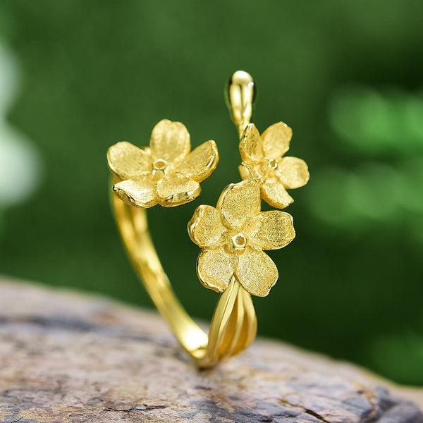 Wedding Fresh Elegant Forget-me-not Flower Adjustable Rings