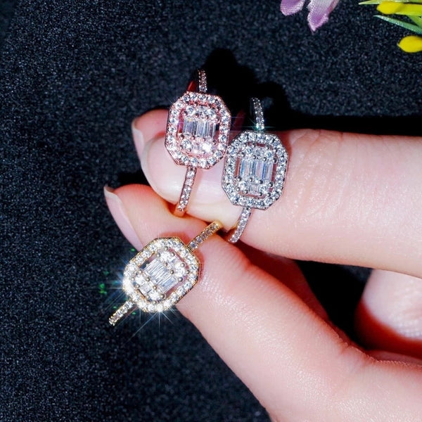 Zircons Very Shiny Cubic Zirconia Pave Love Designer Rose Gold Rings for Women