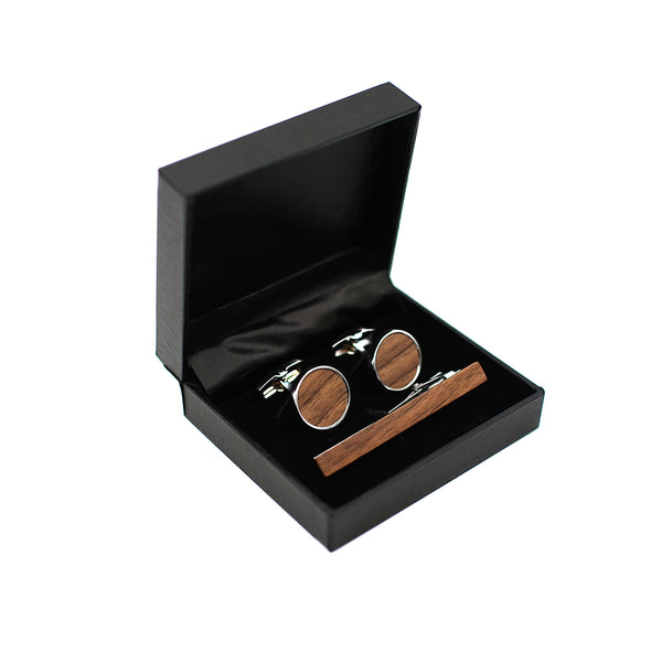 Wood Classic Men’s Cufflinks Tie Clips