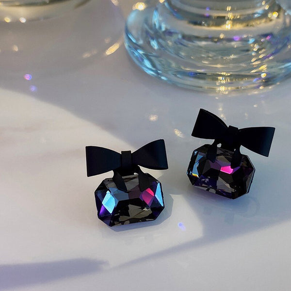 Korean sweet Black bowknot Women Earrings