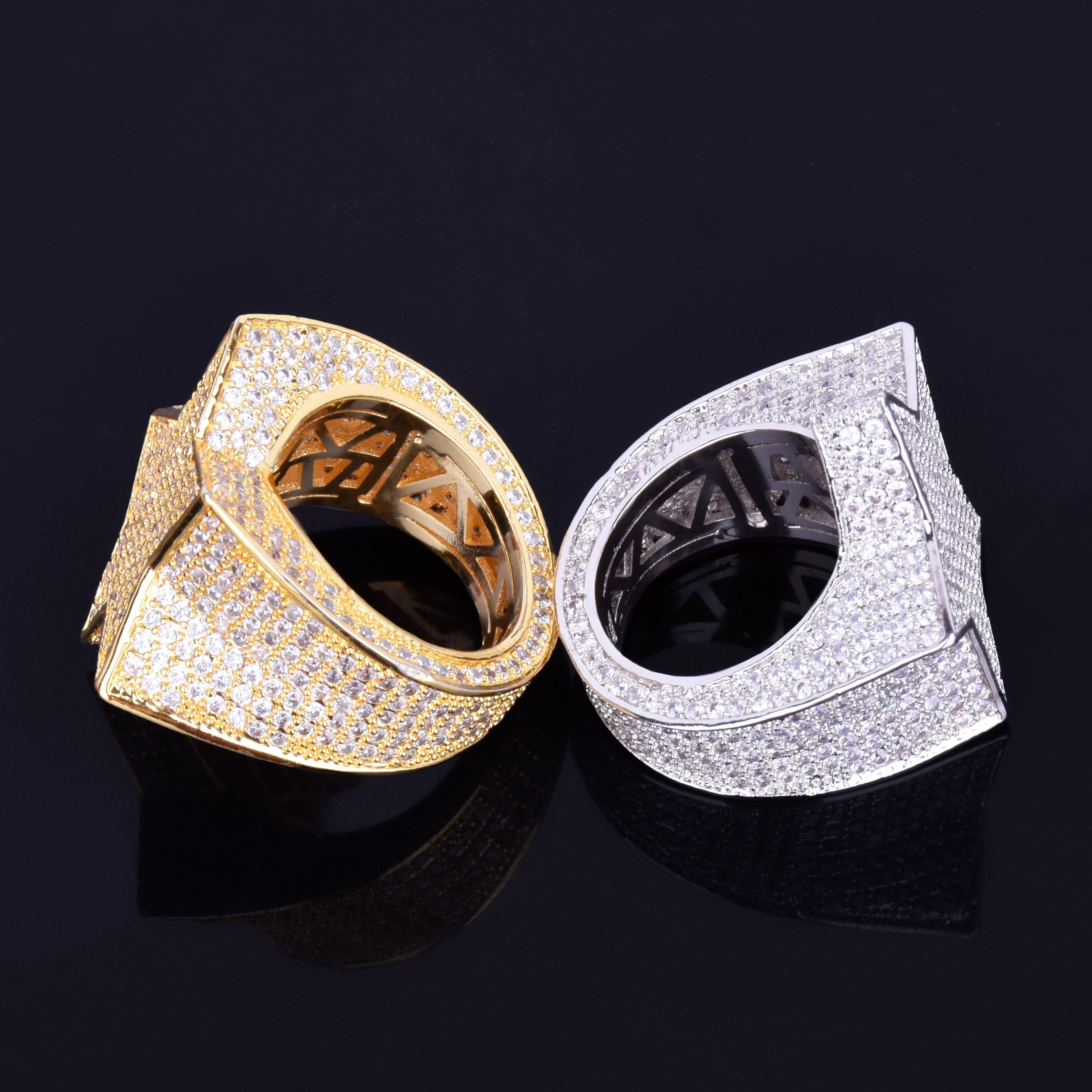 Men Star Ring Charm Gold Color Full Zircon Fashion Hip Hop Rock Jewelry