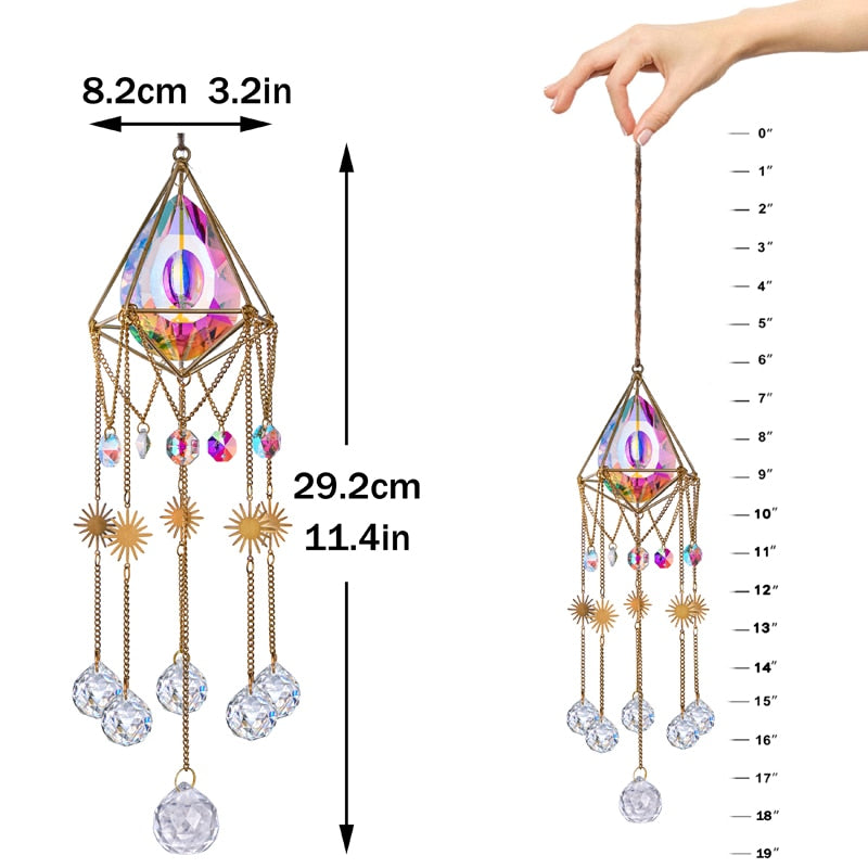 Large 76mm AB Prisms Gold Geometric Modern Suncatcher