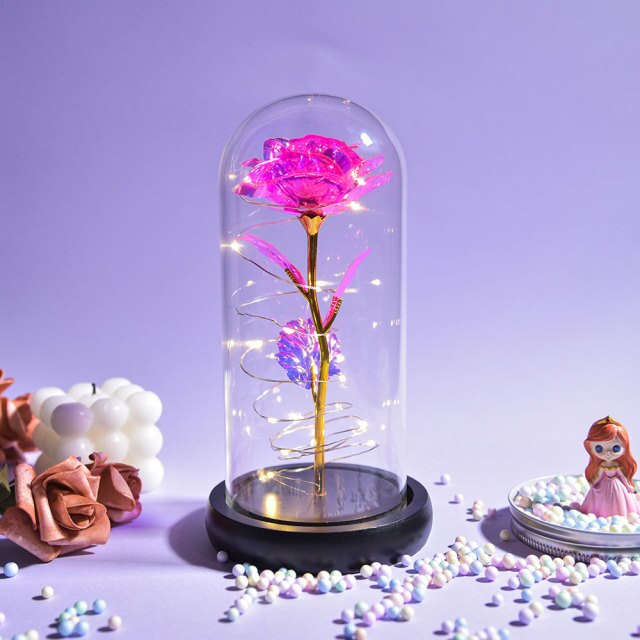 Galaxy Rose Forever Preserved Eternal Roses Flowers In Glass For Christmas Valentine Gifts