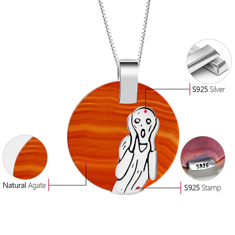 925 Sterling Silver The Scream Painting Pendant without Necklace for Women