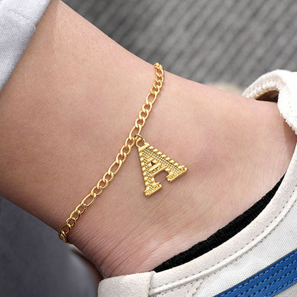 Fashion Anklet Gold Color Capital Alphabet Anklet Bracelets For Women