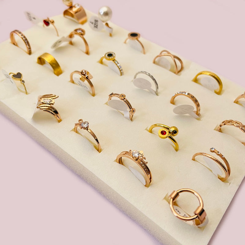 24 Pcs/Lot  Stainless Steel 316L Fashion Fancy Rings