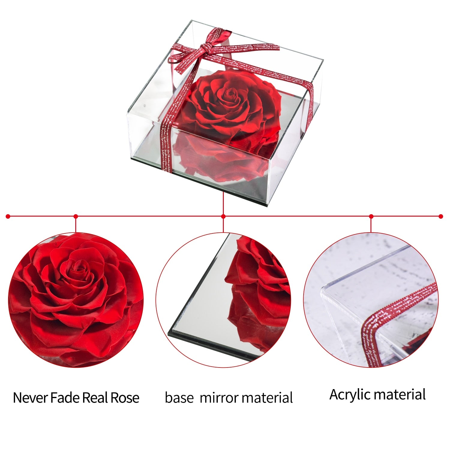 Acrylic Box Preserved Rose Eternal Roses Forever Flower Jewelry Box