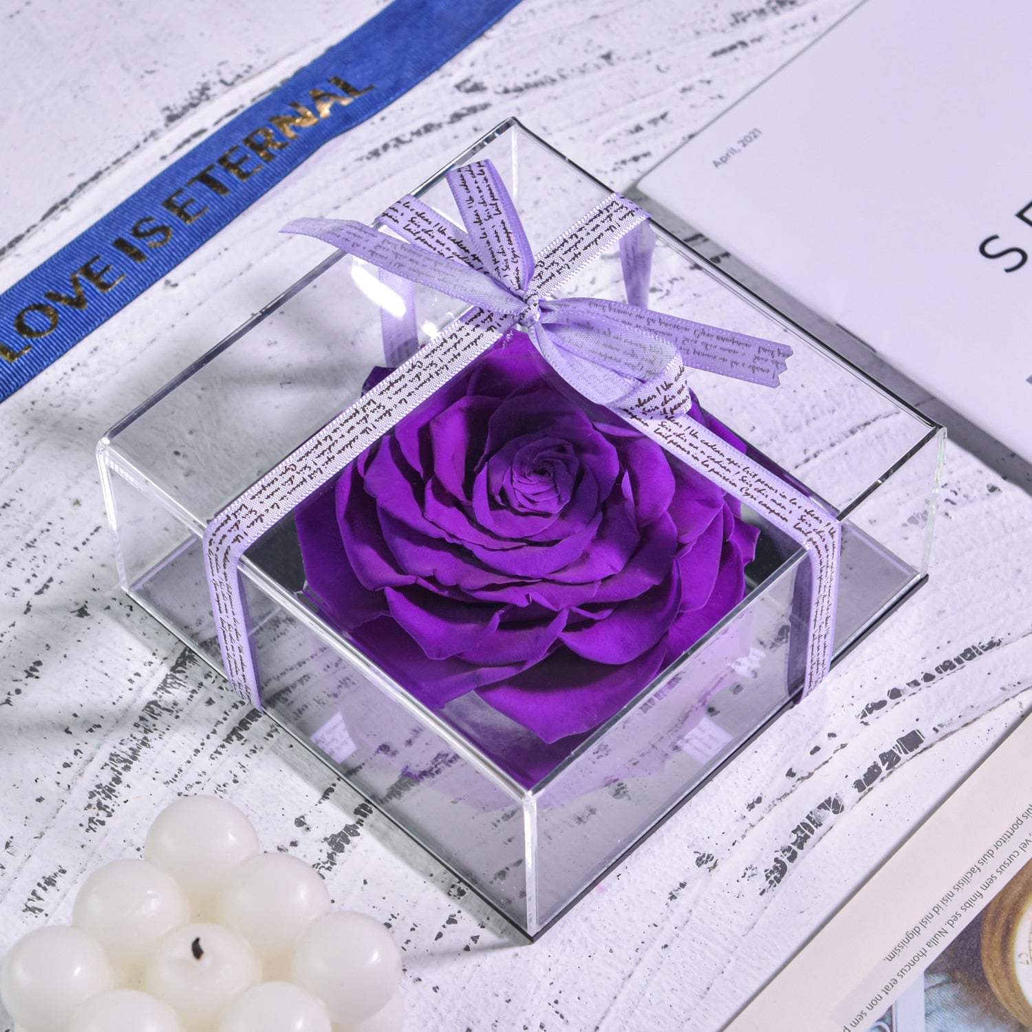 Acrylic Box Preserved Rose Eternal Roses Forever Flower Jewelry Box