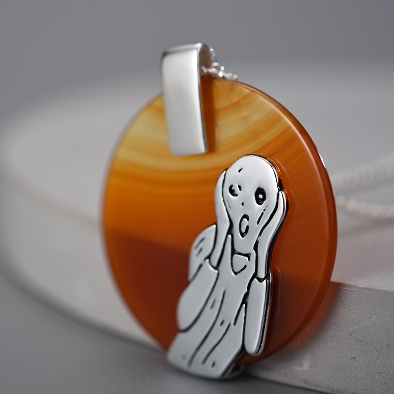 925 Sterling Silver The Scream Painting Pendant without Necklace for Women