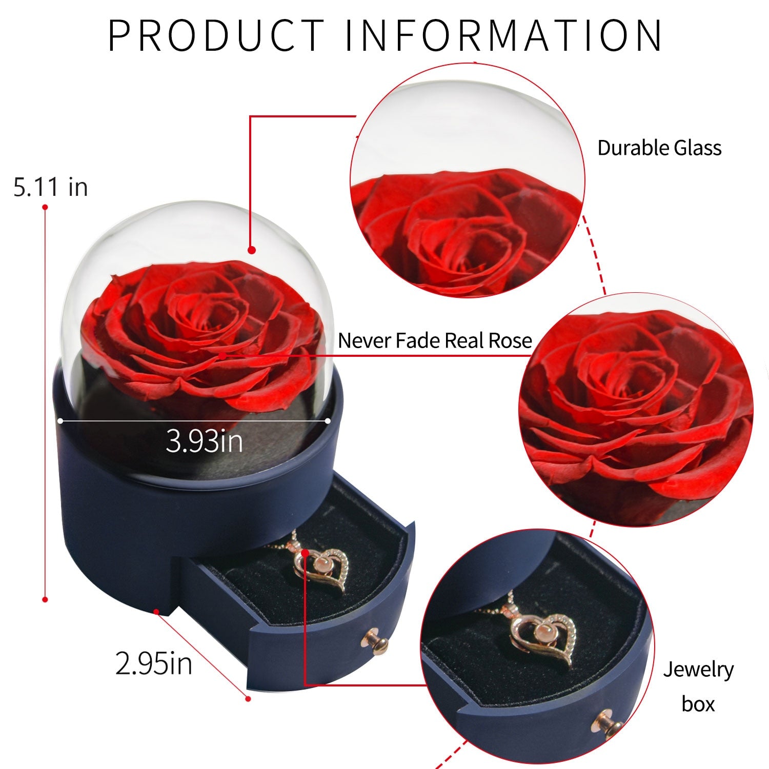 Acrylic Box Preserved Rose Eternal Roses Forever Flower Jewelry Box