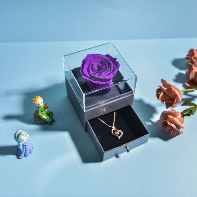 Acrylic Box Preserved Rose Eternal Roses Forever Flower Jewelry Box