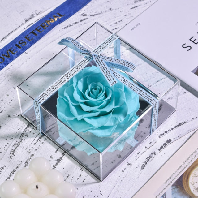 Acrylic Box Preserved Rose Eternal Roses Forever Flower Jewelry Box