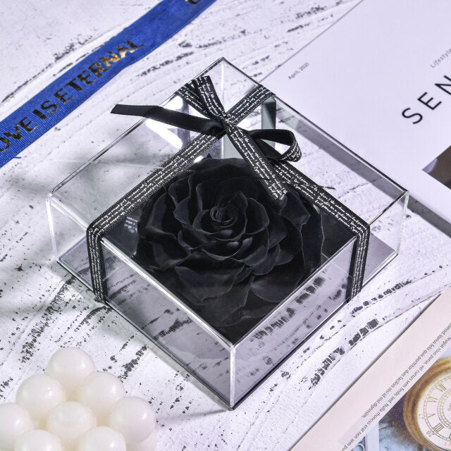 Acrylic Box Preserved Rose Eternal Roses Forever Flower Jewelry Box