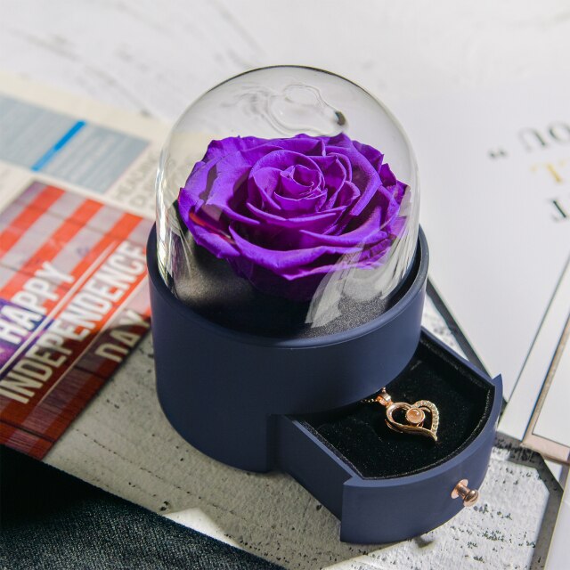 Acrylic Box Preserved Rose Eternal Roses Forever Flower Jewelry Box