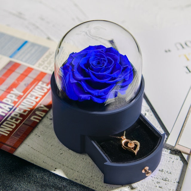 Acrylic Box Preserved Rose Eternal Roses Forever Flower Jewelry Box