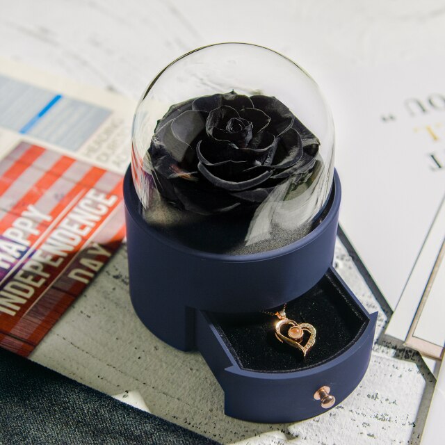 Acrylic Box Preserved Rose Eternal Roses Forever Flower Jewelry Box