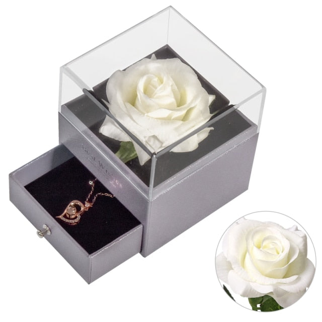 Acrylic Box Preserved Rose Eternal Roses Forever Flower Jewelry Box