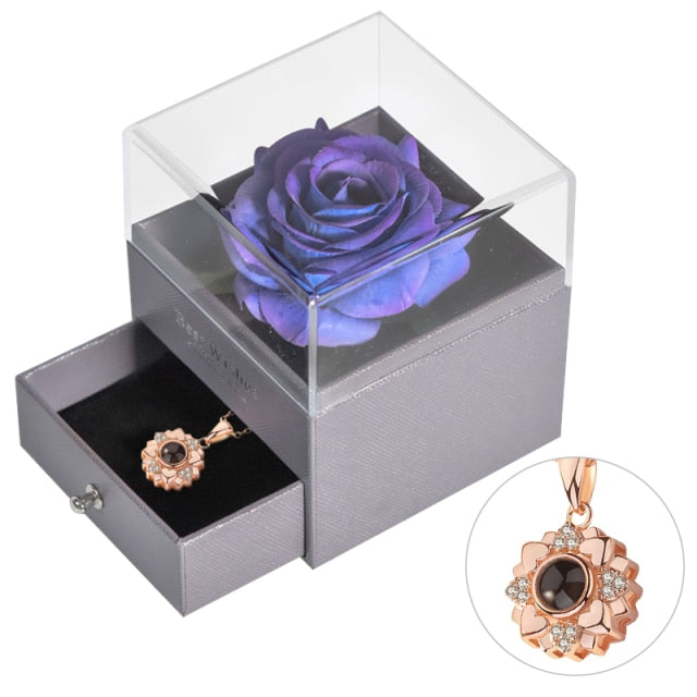 Acrylic Box Preserved Rose Eternal Roses Forever Flower Jewelry Box