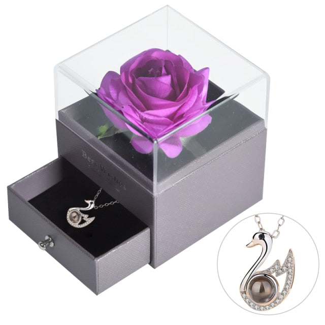 Acrylic Box Preserved Rose Eternal Roses Forever Flower Jewelry Box