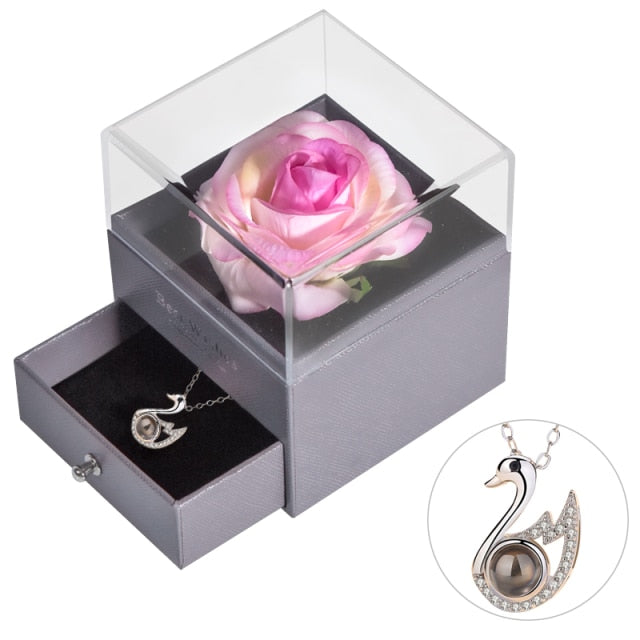 Acrylic Box Preserved Rose Eternal Roses Forever Flower Jewelry Box