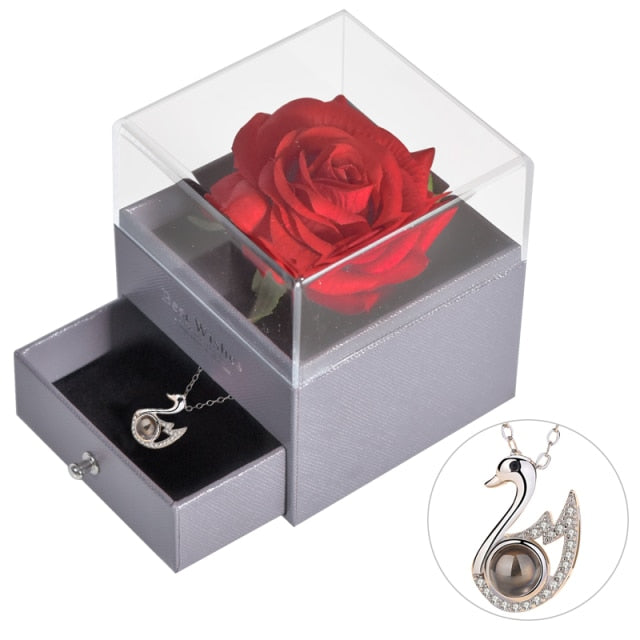 Acrylic Box Preserved Rose Eternal Roses Forever Flower Jewelry Box