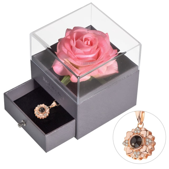 Acrylic Box Preserved Rose Eternal Roses Forever Flower Jewelry Box