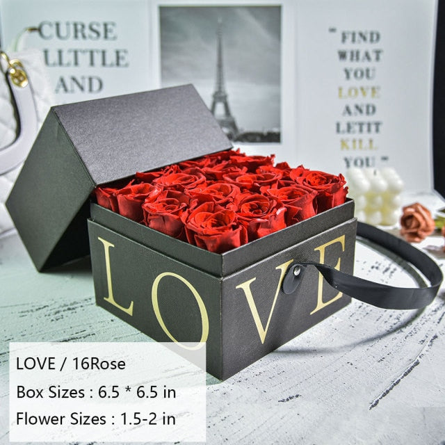 16pcs Love Preserved Roses In Love Box Gift Eternal Roses Forever