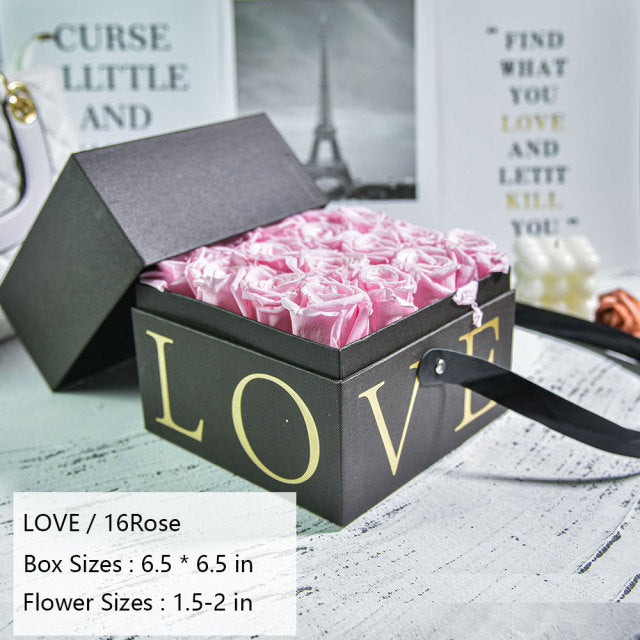 16pcs Love Preserved Roses In Love Box Gift Eternal Roses Forever