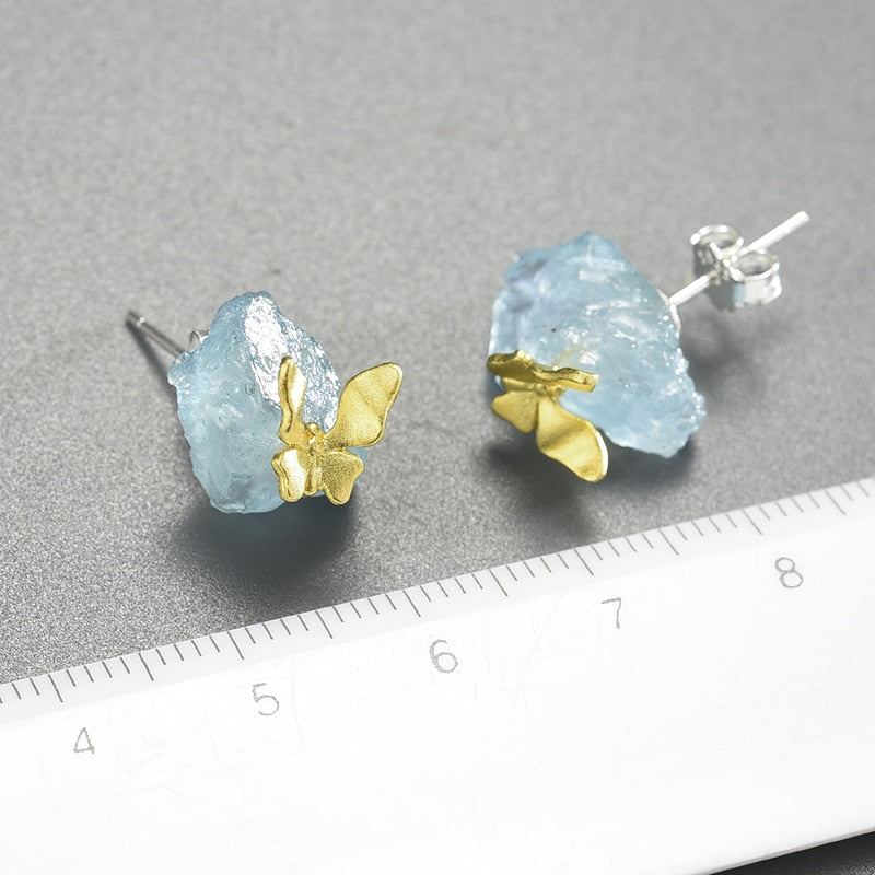 Original Butterfly Stud Earrings with Stones for Women