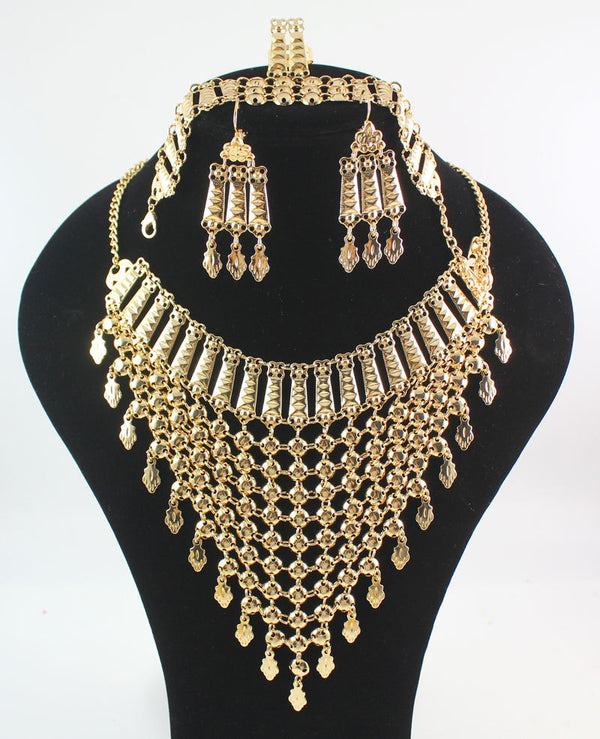 Gold Color Fashion Wedding Bridal Accessories Costume Necklace Set